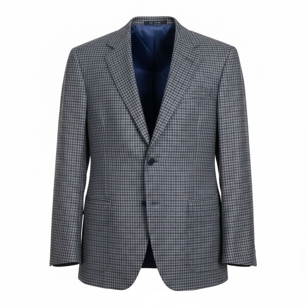 Coppley Gio Linen Wool Blend Houndstooth 2-Button Sport Coat Blue Tan Size 42R